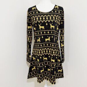 Tipsy Elves Women’s Gold Foil Fair Isle Dress Christmas Holiday Party XL NWT